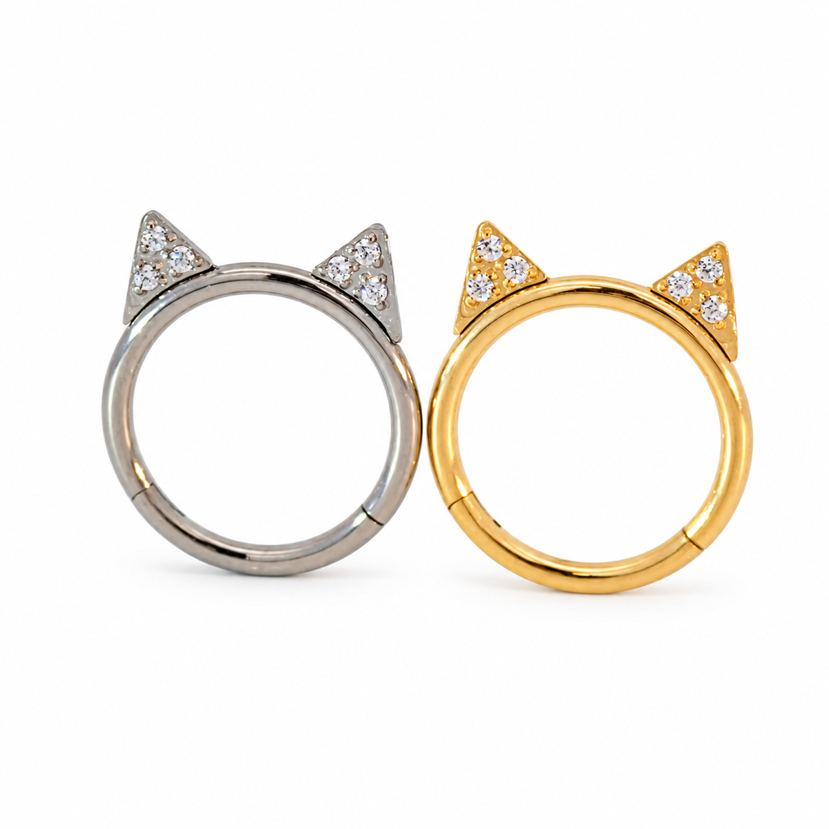 Implant Titanium Cat Ear CZ Hinged Clicker, Helix, conch