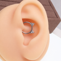 Implant Titanium Cat Ear CZ Hinged Clicker, Helix, conch