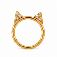 Implant Titanium Cat Ear CZ Hinged Clicker, Helix, conch