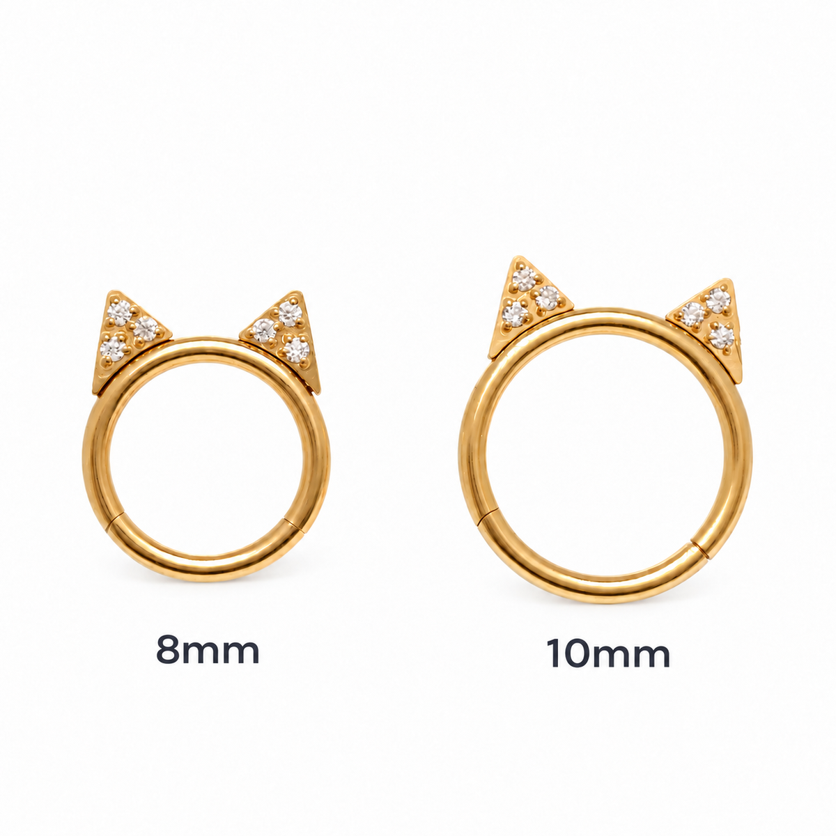 Implant Titanium Cat Ear CZ Hinged Clicker, Helix, conch