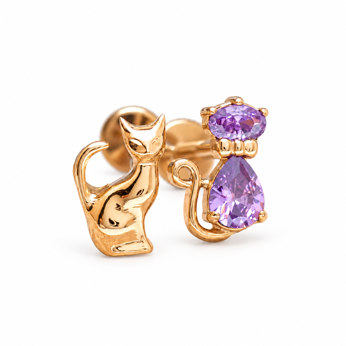 Cat Silhouette CZ Implant Titanium Flatback Piercing