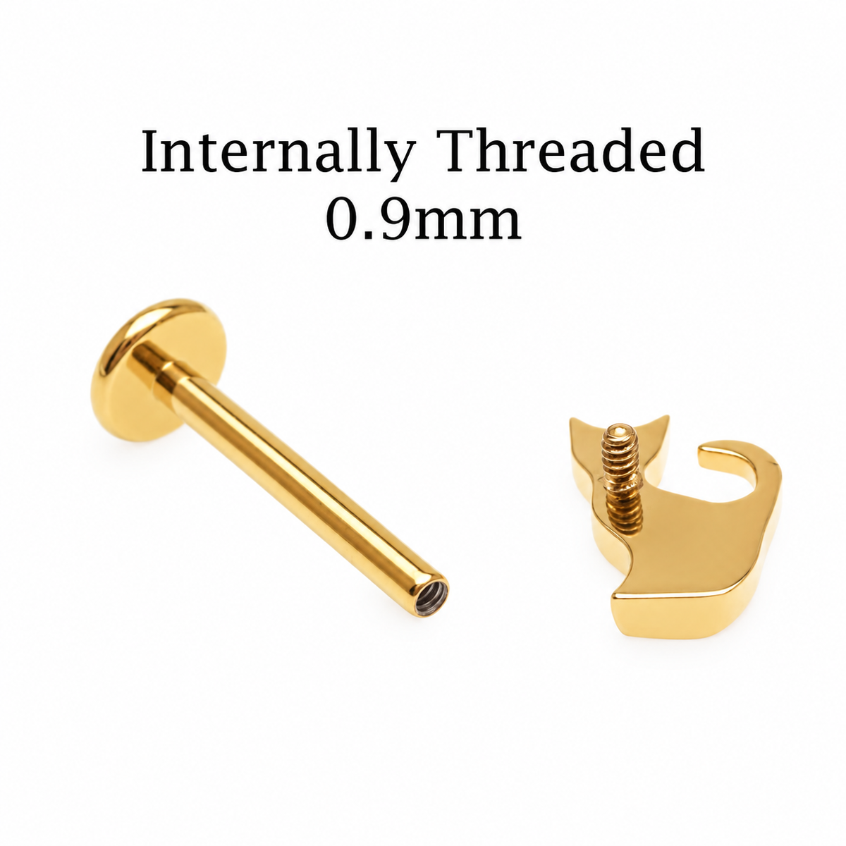 Cat Silhouette CZ Implant Titanium Flatback Piercing