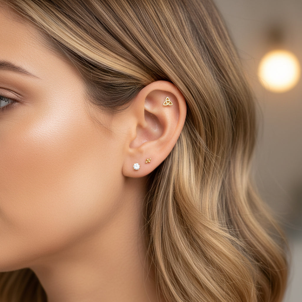 Celtic Knot/Triquetra Titanium Flatback/ Labret Piercing 18g, 16g, 14g