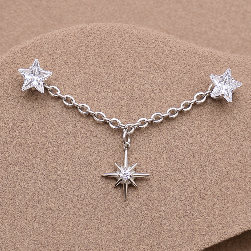 Implant Titanium CZ Star Chain Piercing Add-on