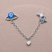 Implant Titanium Push Fit Double Helix Chained Celestial Helix Flatback Piercing