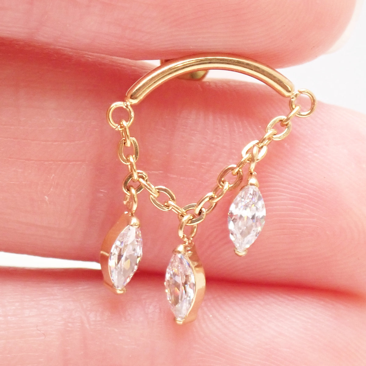 Hidden Helix Marquise CZ Chain Titanium Flatback 18g, 16g, 14g