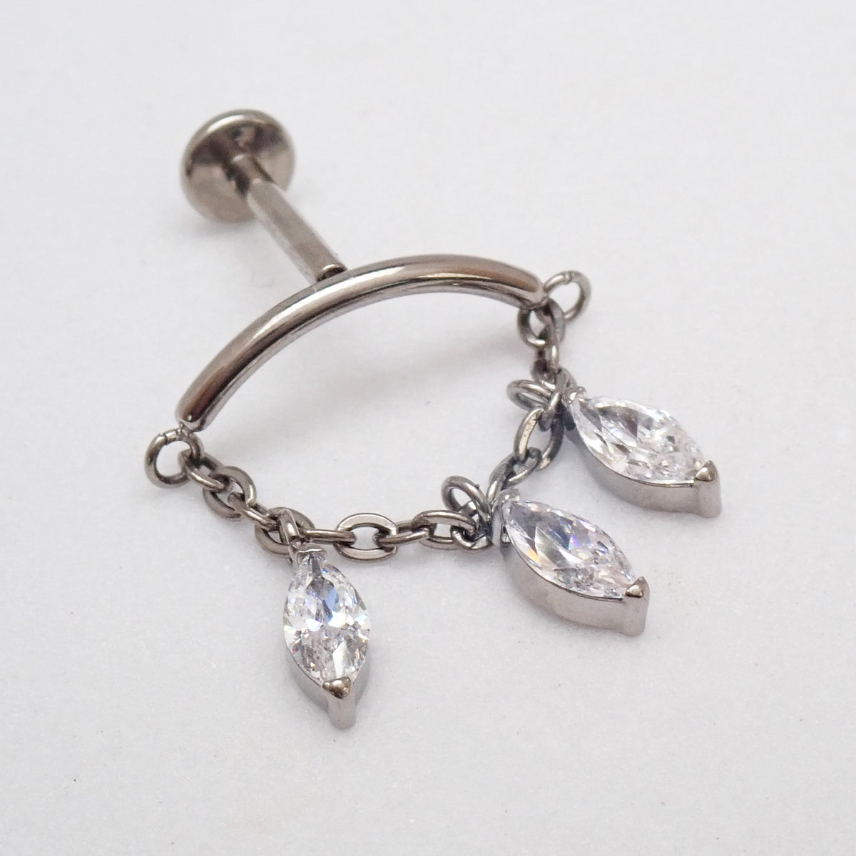 Hidden Helix Marquise CZ Chain Titanium Flatback 18g, 16g, 14g