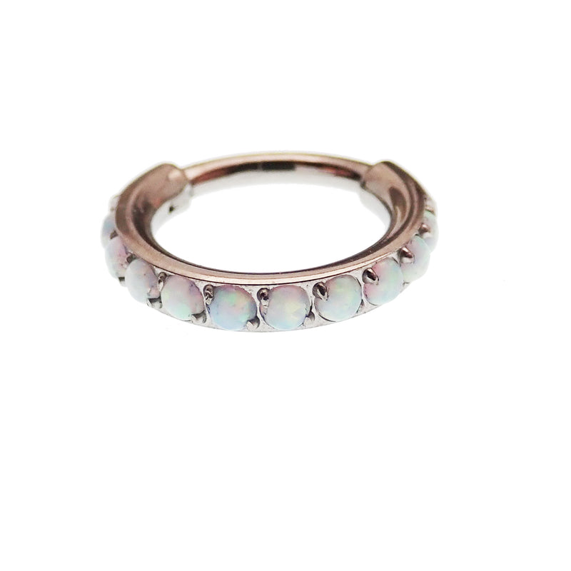 Chunky Opal 8mm  Titanium Hinged Clicker hoop, 16g