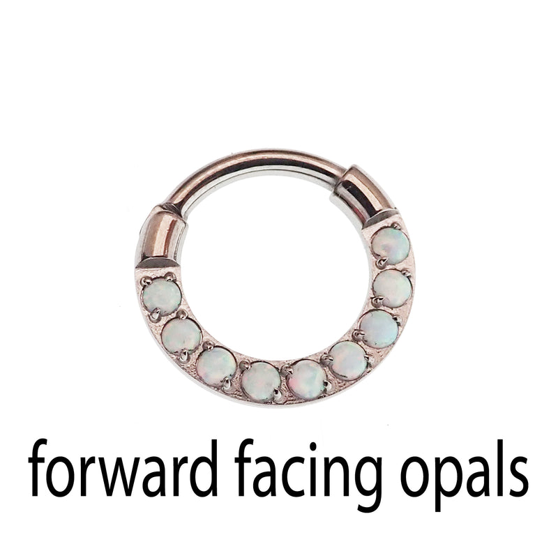 Chunky Opal 8mm  Titanium Hinged Clicker hoop, 16g