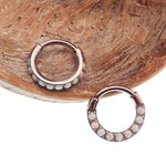 Chunky Opal 8mm  Titanium Hinged Clicker hoop, 16g