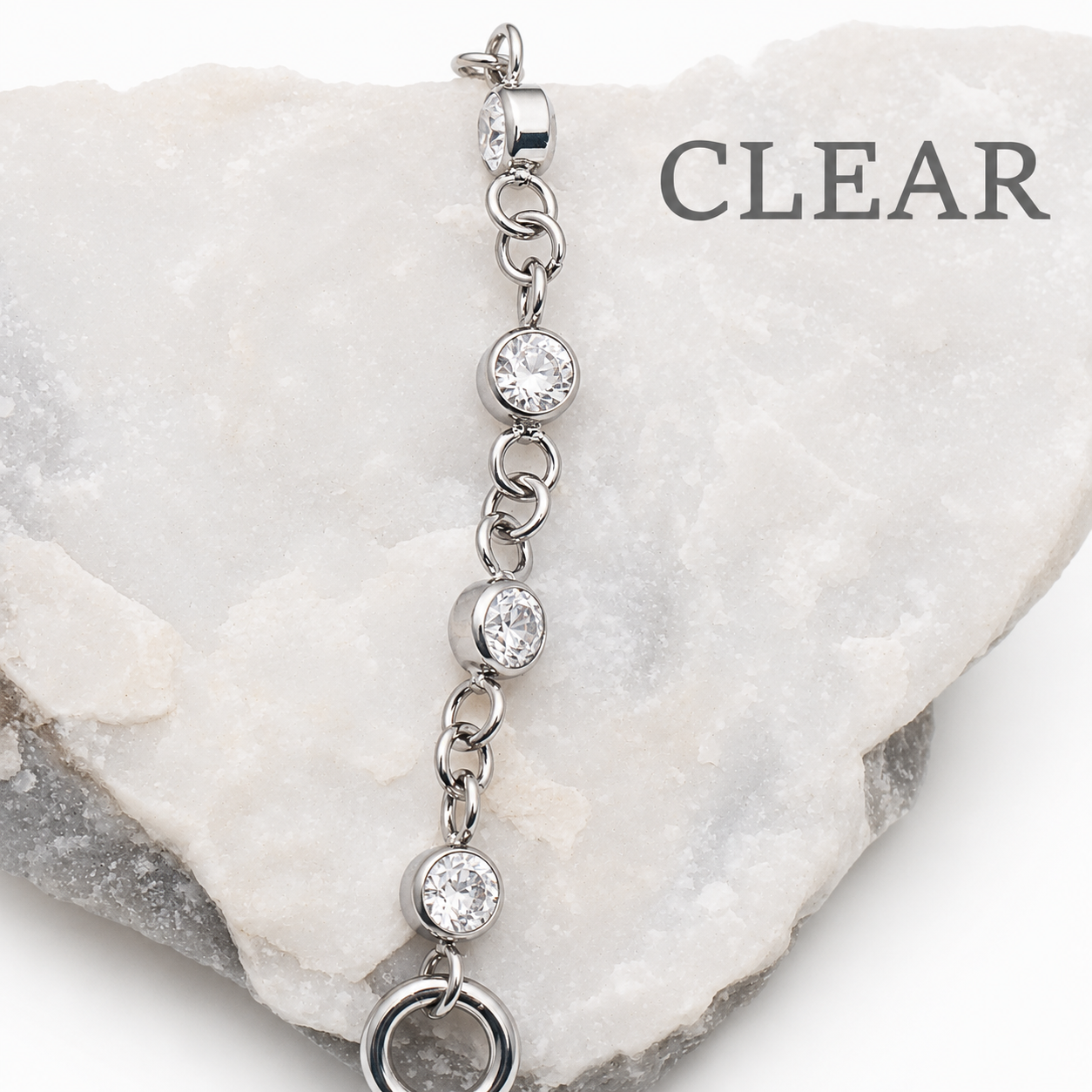 Titanium & CZ Add on Piercing Chain 32mm or 38mm