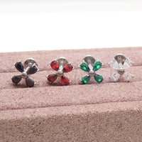 Implant titanium CZ Flower Flatback Piercing, Internally threaded 18g, 16g, 14g