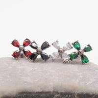 Implant titanium CZ Flower Flatback Piercing, Internally threaded 18g, 16g, 14g