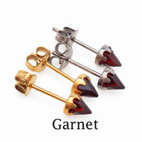 Implant Titanium Garnet Earrings 20g Pair