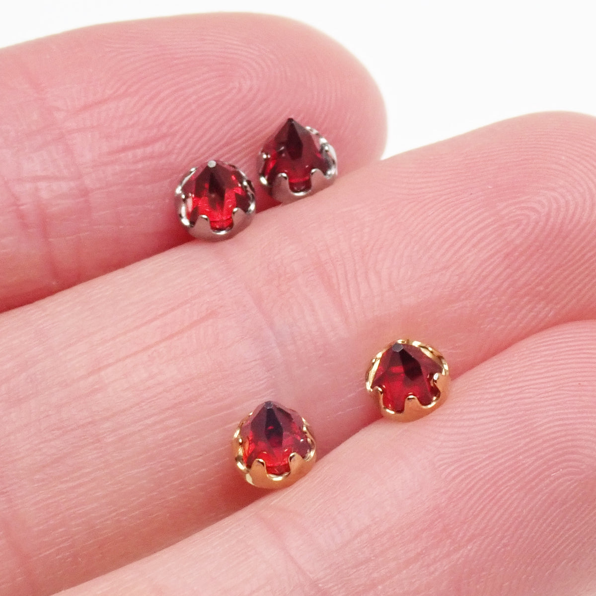 Implant Titanium Garnet Earrings 20g Pair