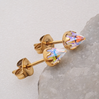 Implant Titanium AB CZ Earrings 20g Pair