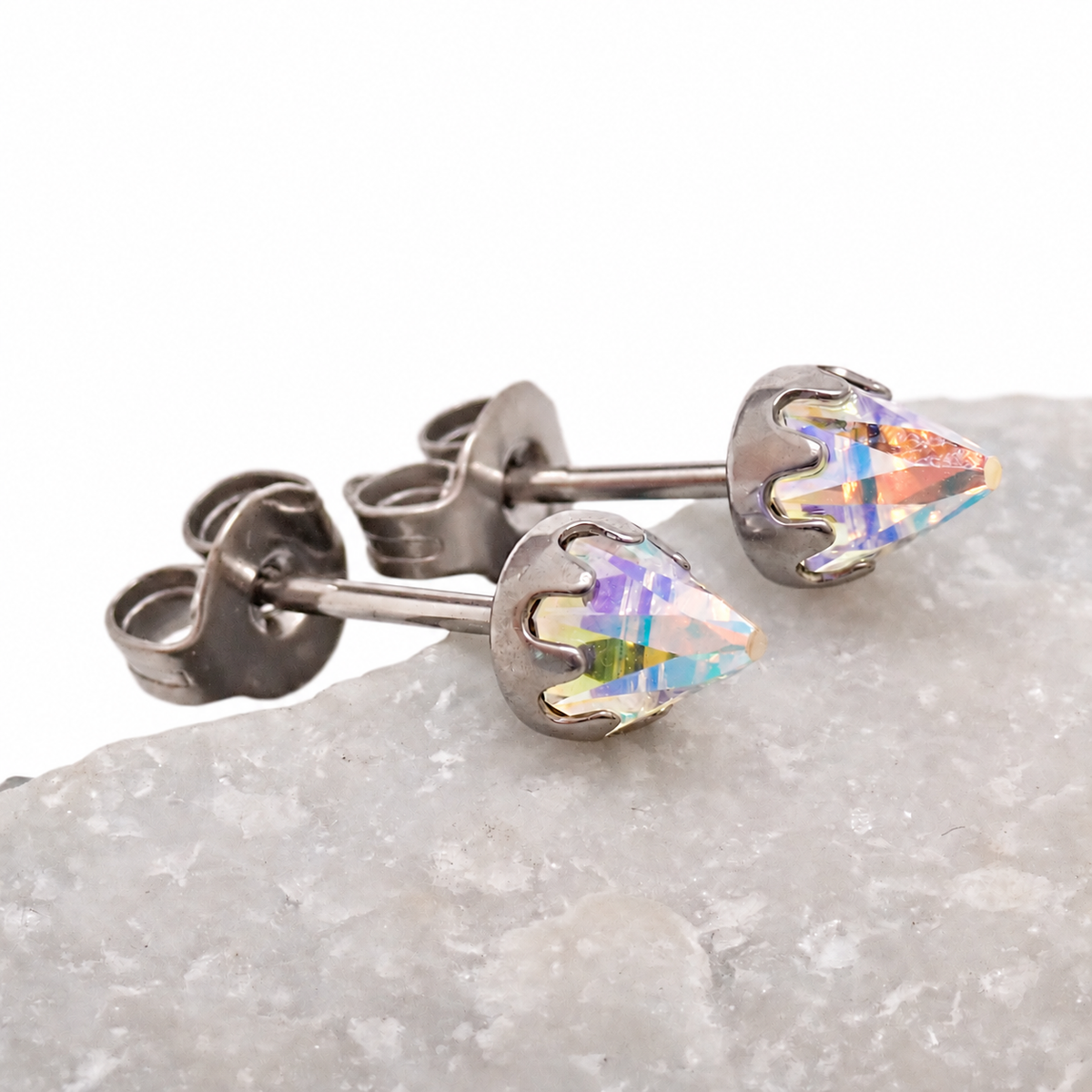 Implant Titanium AB CZ Earrings 20g Pair