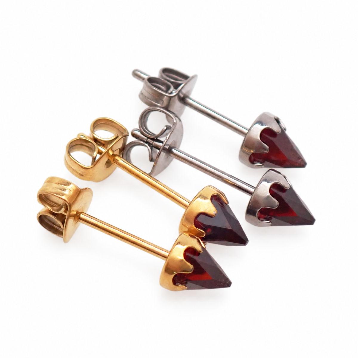 Implant Titanium Garnet Earrings 20g Pair