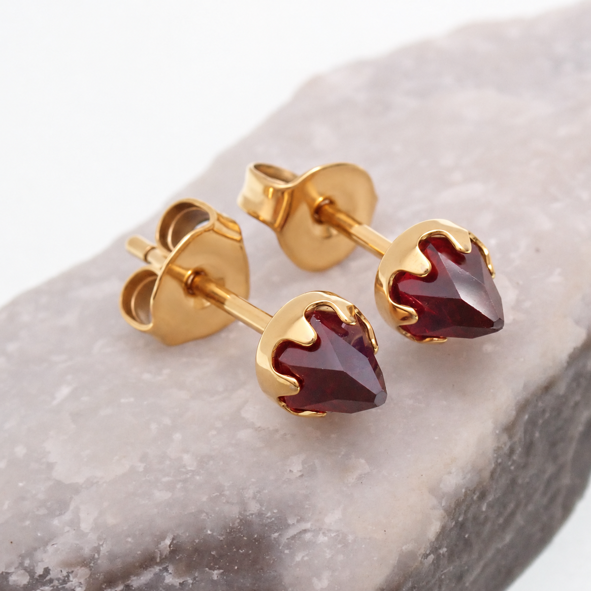 Implant Titanium Garnet Earrings 20g Pair