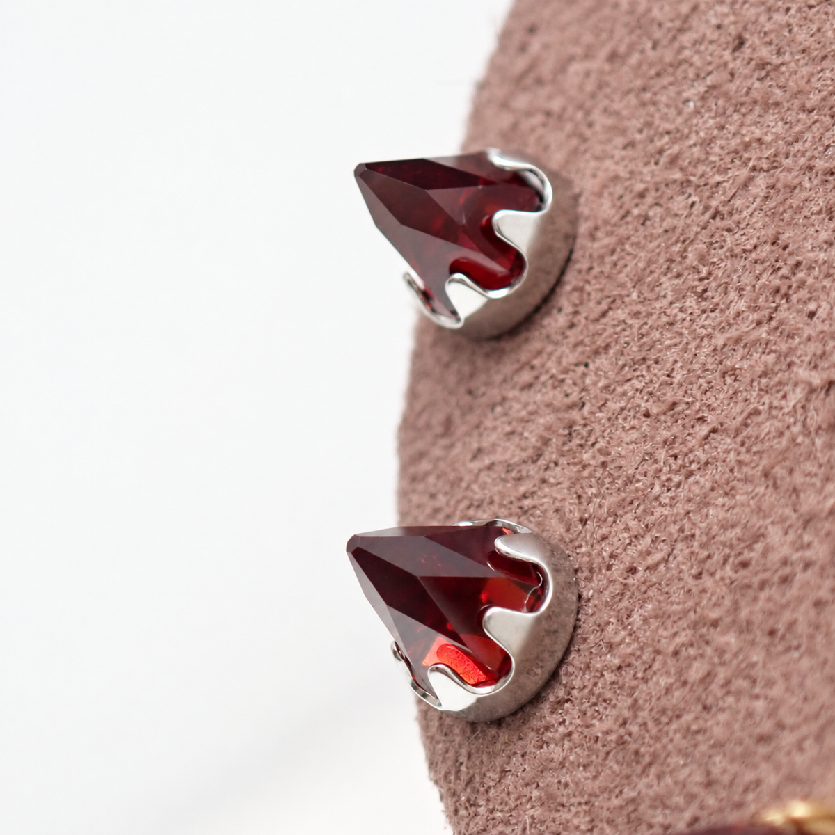 Implant Titanium Garnet Earrings 20g Pair