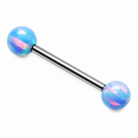 Titanium Barbell Corn Flower Blue Fire Opals