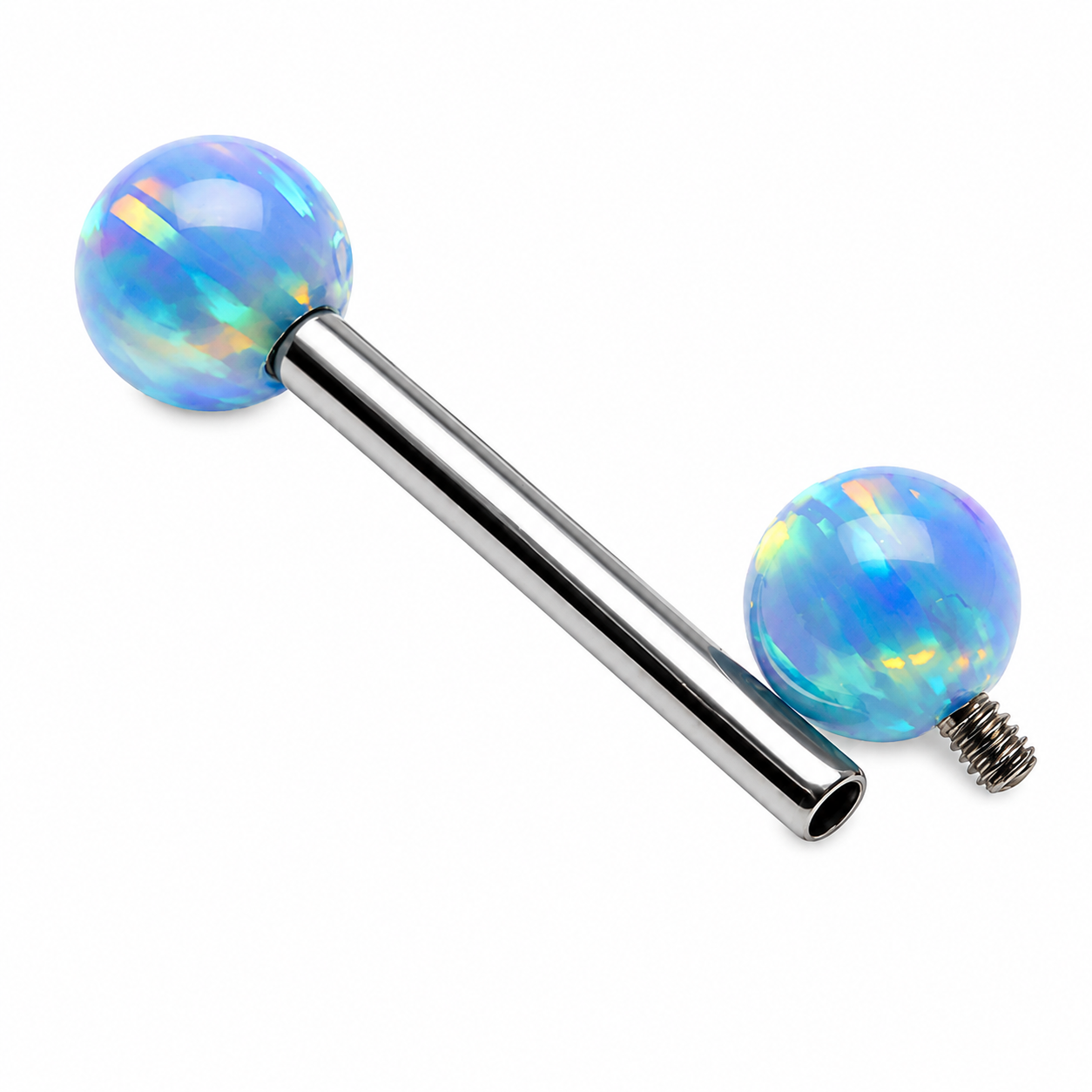 Titanium Barbell Corn Flower Blue Fire Opals