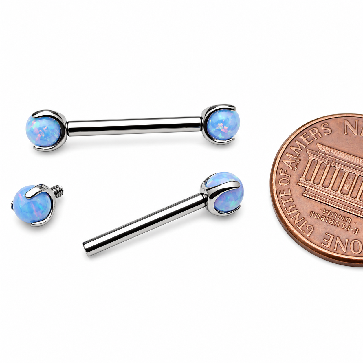 Cornflower Blue Opal Titanium Nipple Jewelry