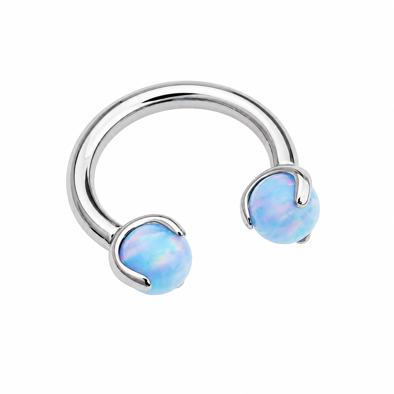 Opal Claw Implant Titanium Horseshoe Ring 14g