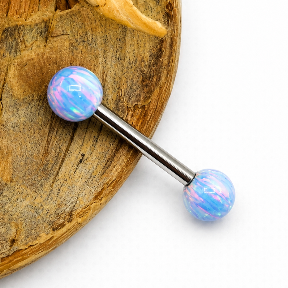 Titanium Barbell Corn Flower Blue Fire Opals