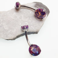 Titanium 14g 10mm Copper Turquoise Belly Ring, internally threaded