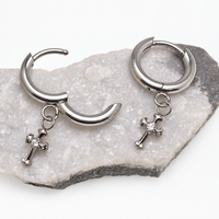 Titanium Hoop Cross Earrings 20g (pair)