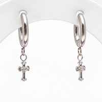 Titanium Hoop Cross Earrings 20g (pair)