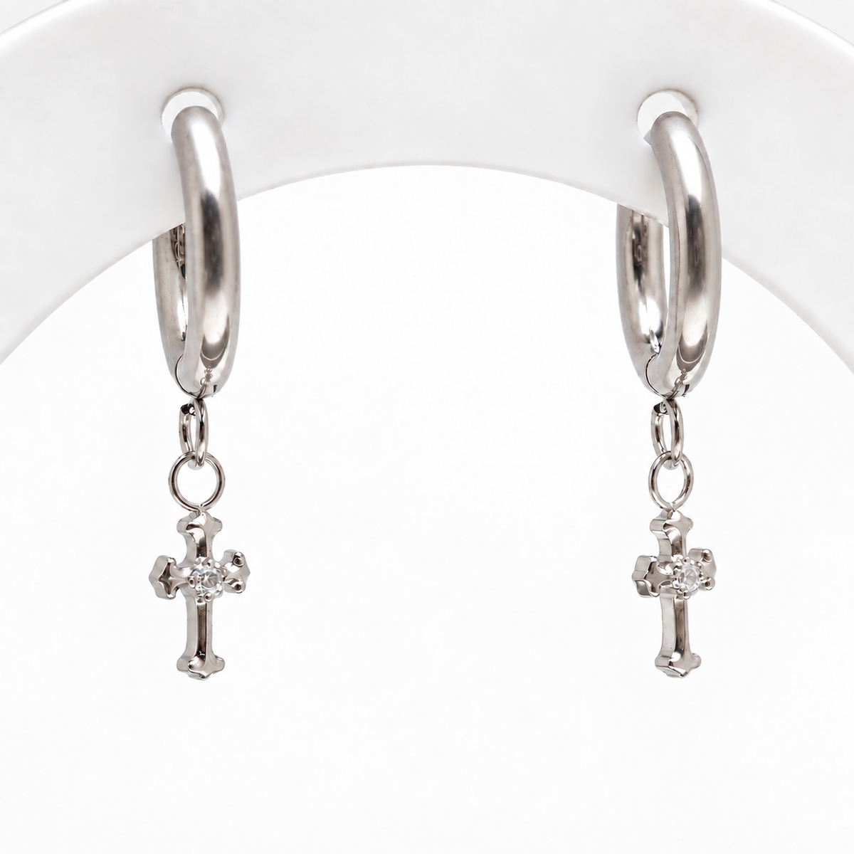 Titanium Hoop Cross Earrings 20g (pair)
