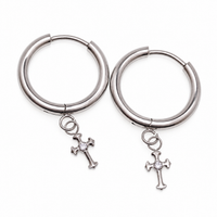 Titanium Hoop Cross Earrings 20g (pair)