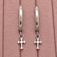 Titanium Hoop Cross Earrings 20g (pair)