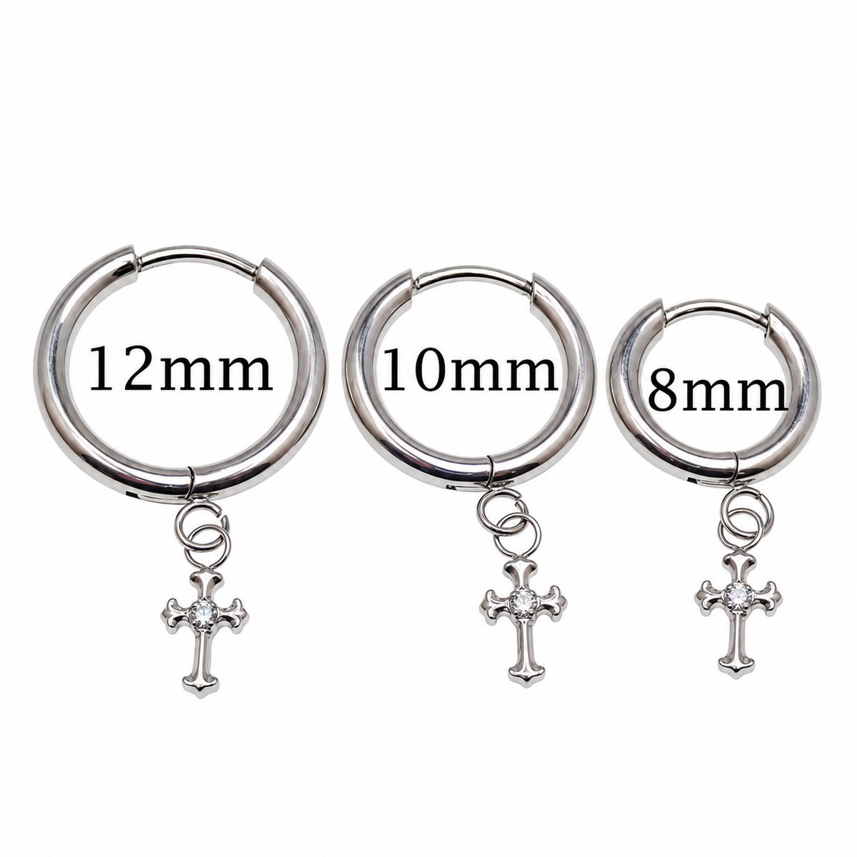 Titanium Hoop Cross Earrings 20g (pair)