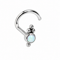 Implant Titanium White Fire Opal Beaded Nose Stud Curl 18g