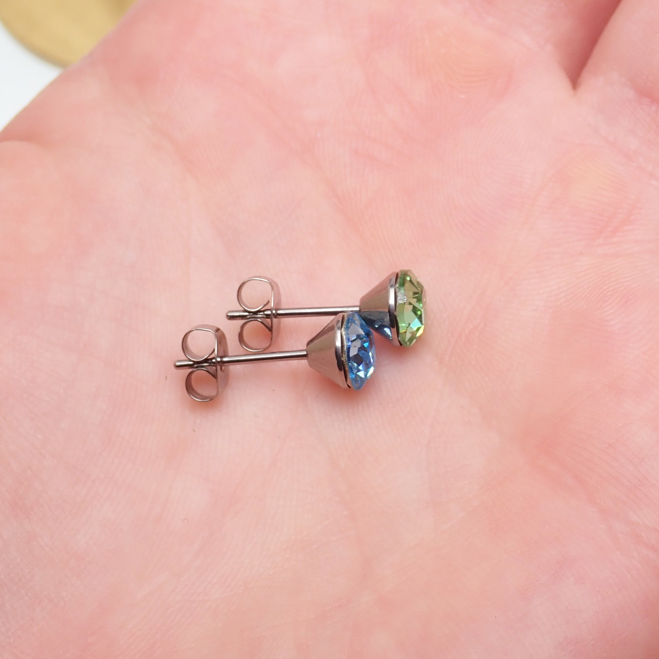 Implant Titanium CZ Earrings Pair 20g- CZ Color Options