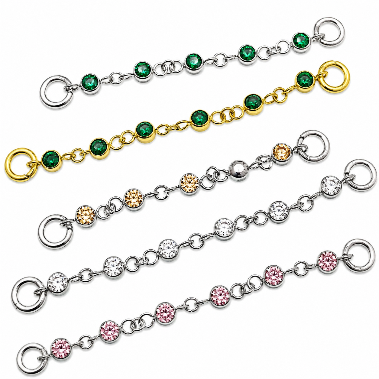 Titanium & CZ Add on Piercing Chain 32mm or 38mm