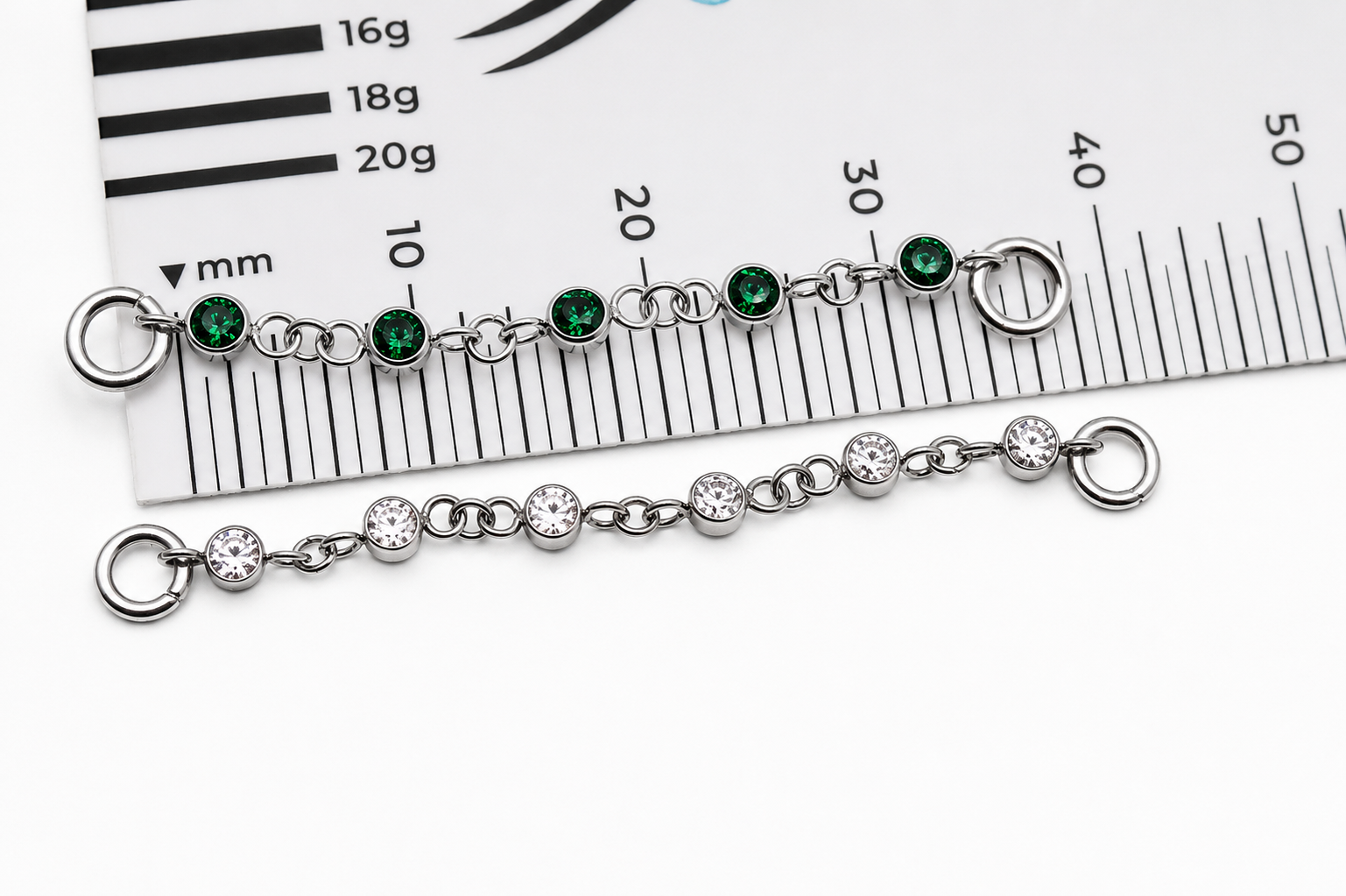 Titanium & CZ Add on Piercing Chain 32mm or 38mm