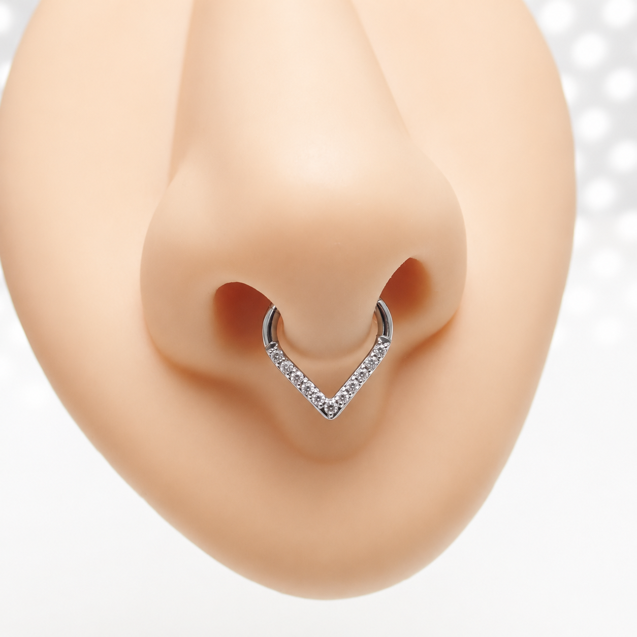 Triangle Pave Heart  Septum Clicker 16g