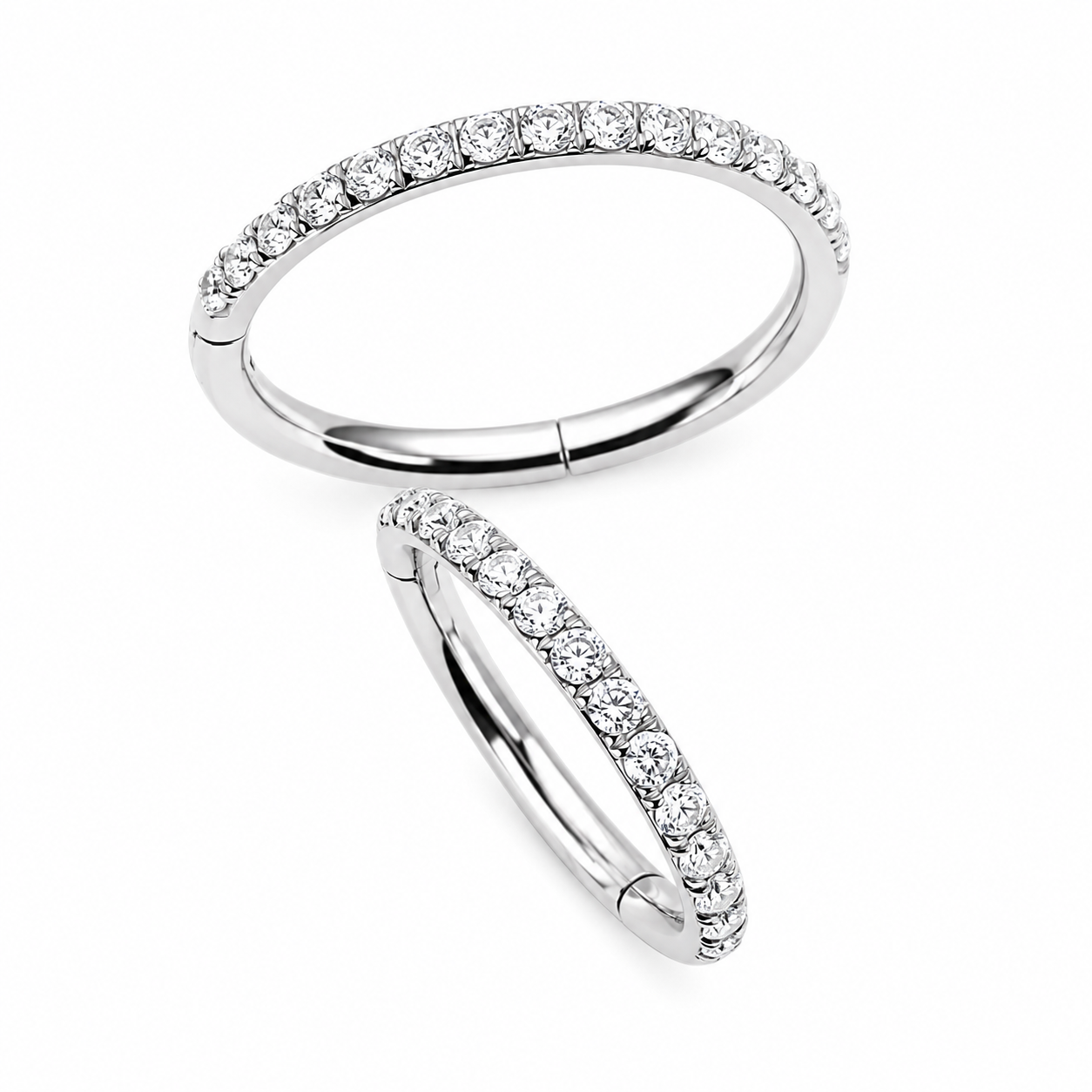 Titanium CZ Clicker Hoop 16g, 18g, 20g
