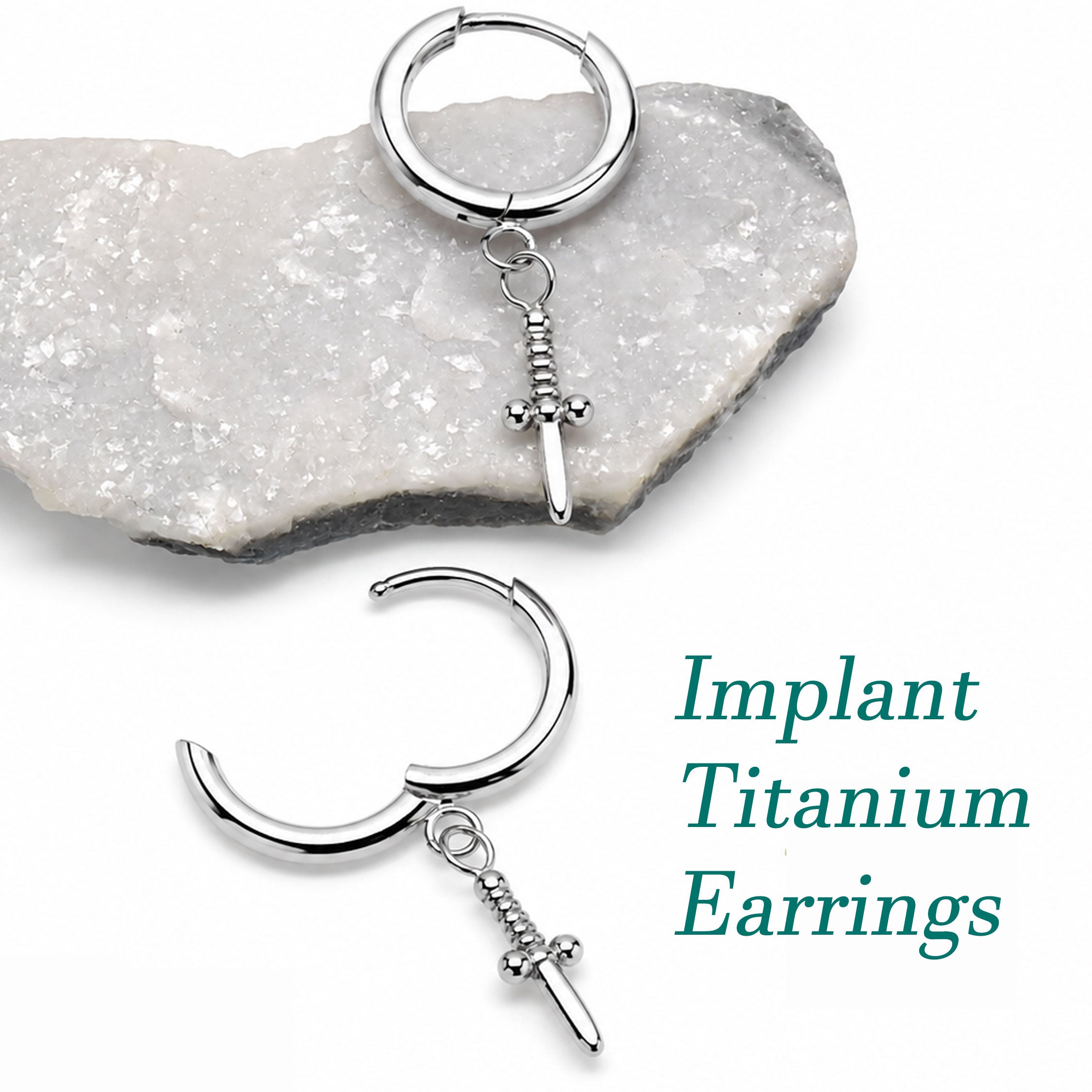 Titanium Hoop Dagger Earrings 20g (pair)