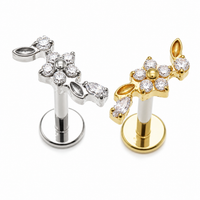Dainty Flower Titanium Flatback/ Labret Piercing 0.9mm Thread