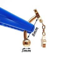16g Titanium Internally Threaded Curve Barbell Moon Star Chain, vertical lip, eyebrow, helix, Rook