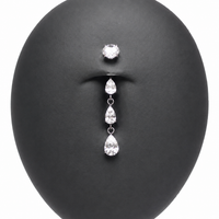 Internally Threaded Dangly CZ Belly Ring 14g 6-12mm curve
