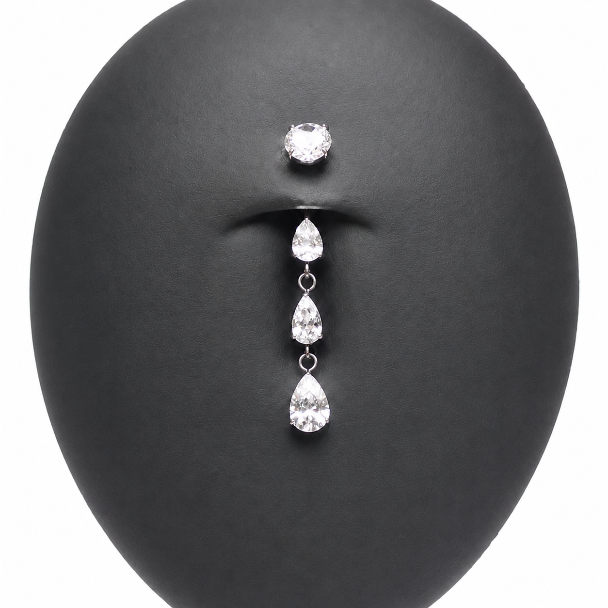 Internally Threaded Dangly CZ Belly Ring 14g 6-12mm curve
