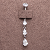 Internally Threaded Dangly CZ Belly Ring 14g 6-12mm curve