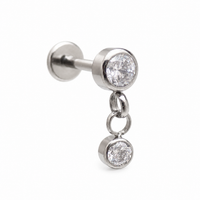 Dangly CZ Implant Titanium Flatback Piercing- Internally Threaded