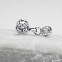 Dangly CZ Implant Titanium Flatback Piercing- Internally Threaded